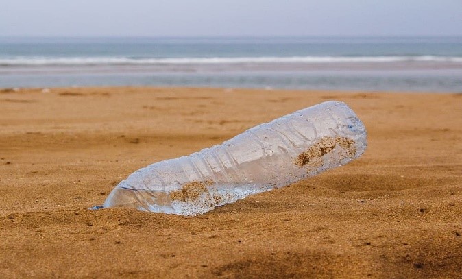 Plastic bottle dumped on beach